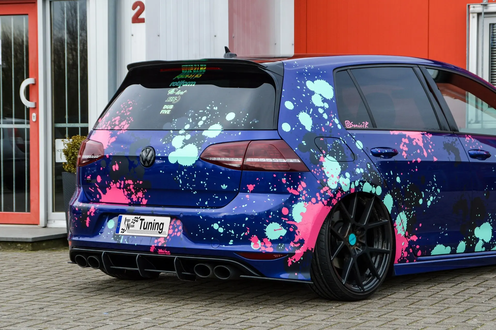 Ingo Noak Racing Heckansatz Diffusor mit Seitenteilen für VW Golf 7 R Vorfacelift