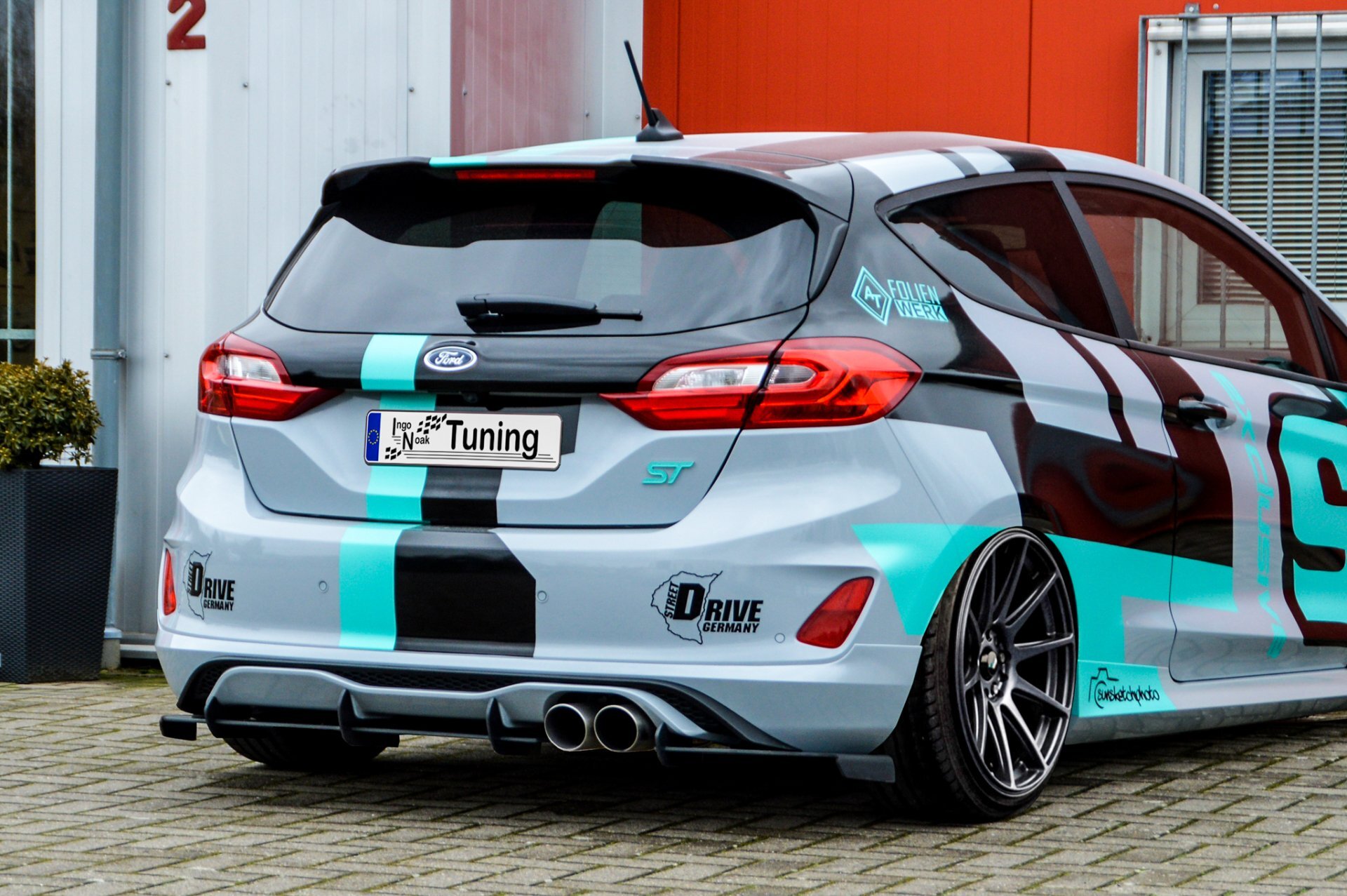 Ingo Noak Gefräster Heckansatz mit Finnen aus ABS für Ford Fiesta ST MK8 JHH