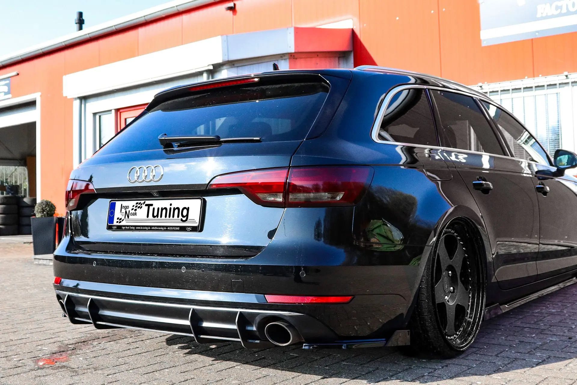 Ingo Noak Gefräster Heckansatz aus ABS für Audi A4 B9 Avant mit Endrohr L/R